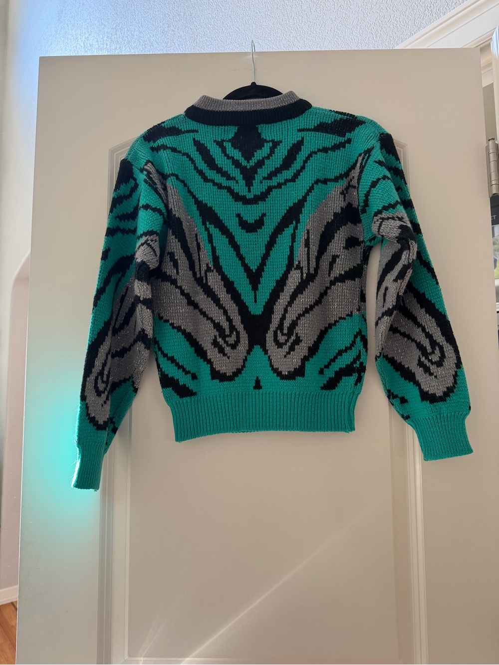 VTG 80’s Metallic Animal Print Mock Neck Sweater. Cyndi Lauper. SZ S. Madonna - Picture 2 of 5